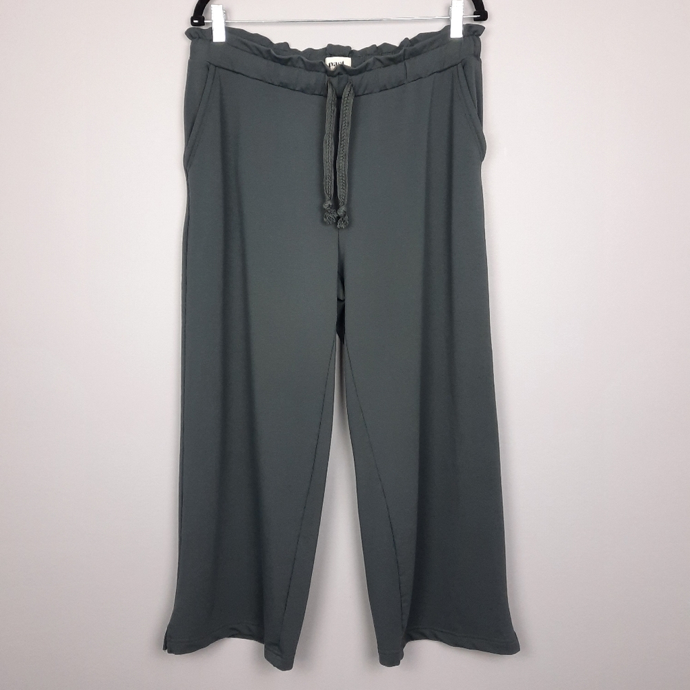Pact Gray Organic Cotton High Rise Paperbag Waist Wide Leg Sweatpants size Large